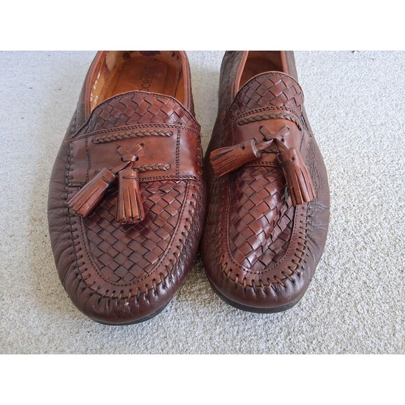 Brass Boot Mens Size 9.5 Leather Tassle Loafers Shoes Brown Handmade Spain main image 8